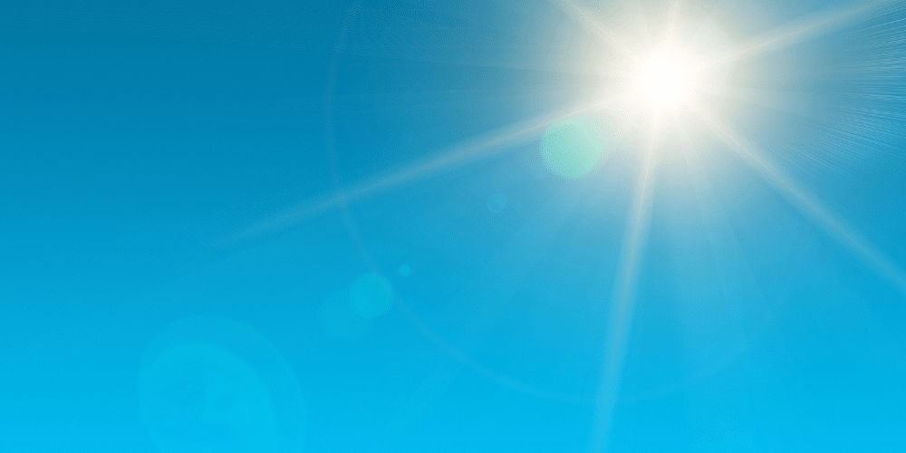 Blazing sun with uv rays.