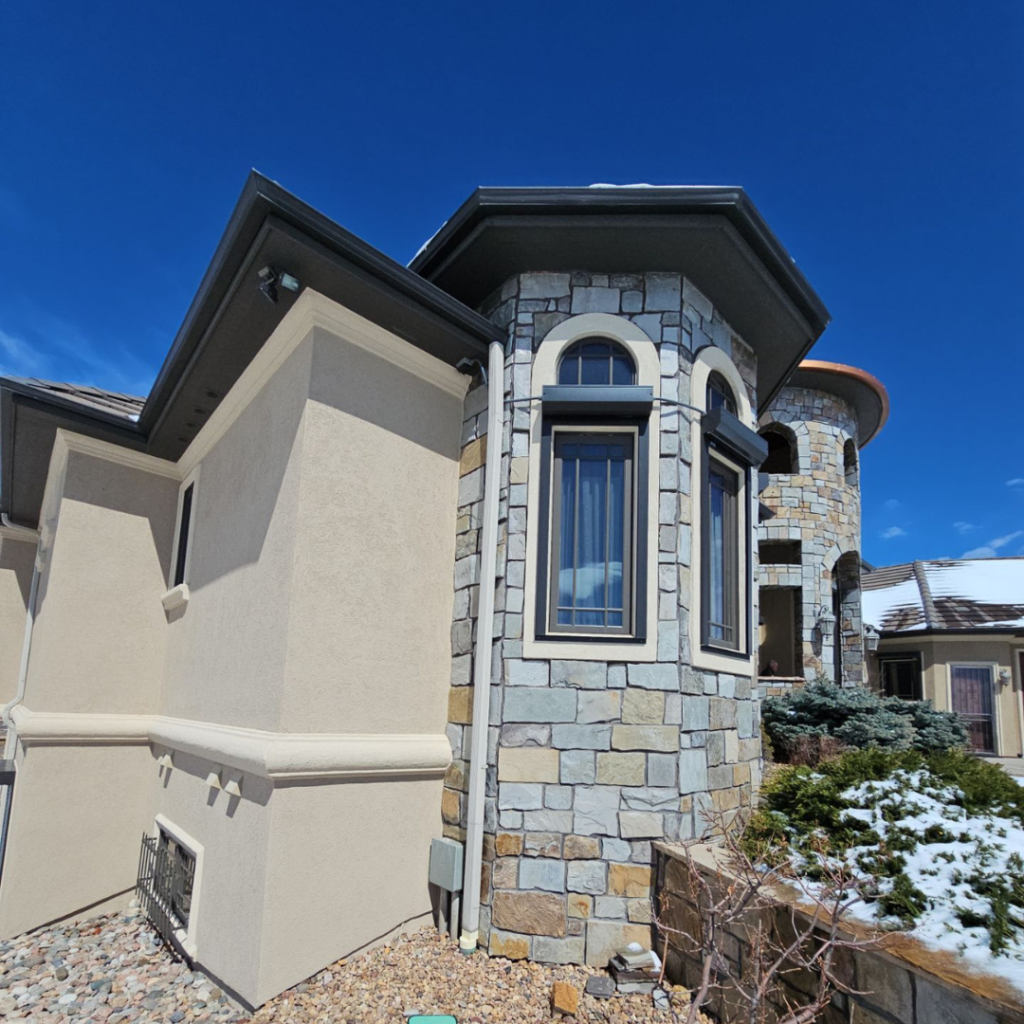 Stucco And Stone Home Transformation In Castle Rock, Co Angle of home in castle rock, co.
