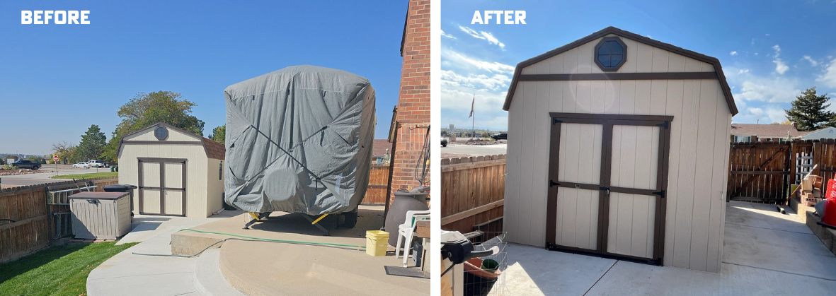 Thornton, Co Home Gets A 25-Year Upgrade With Rhino Shield Shed in thornton, co before and after rhino shield.